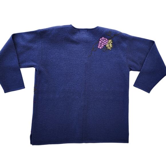 Vintage August Max Woman Wool Cardigan 1X Beaded Grapevine Pearl Sweater - Picture 8 of 8